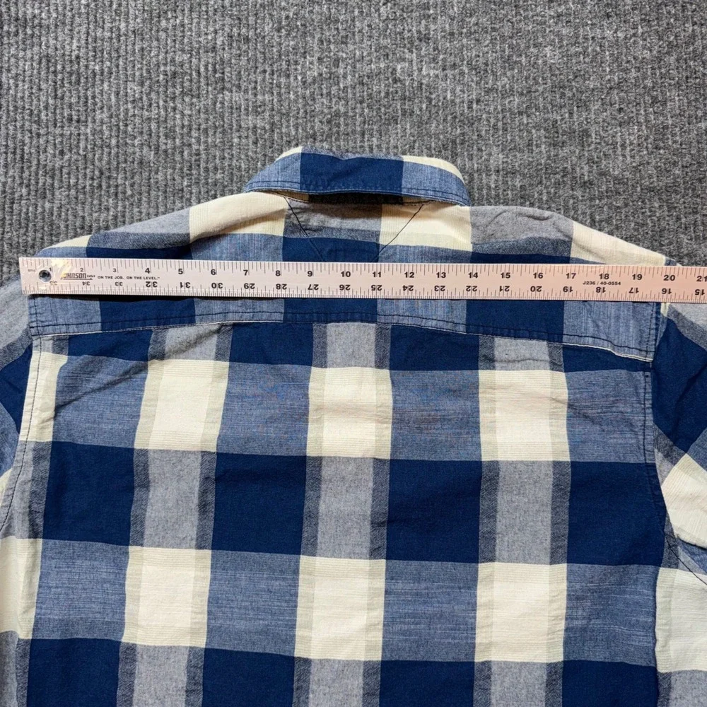 Tommy‎ Hilfiger Custom Fit Shirt Mens XL Buffalo Plaid Blue White Button Down